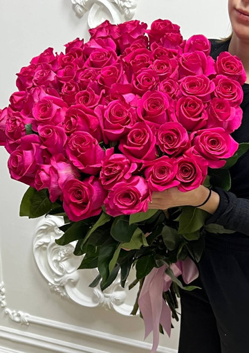 Роза «Pink floud» 80см 51 штука + шары в подарок! — купить с доставкой